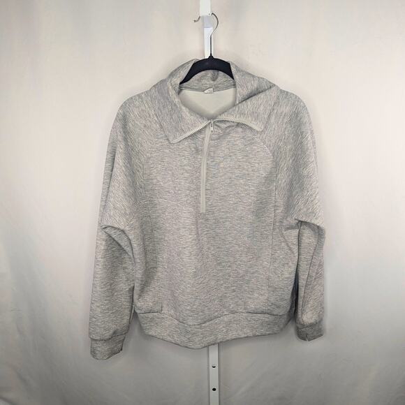 Anrabess Sweatshirt Womens Medium Gray Half Zip Casual Pullover Fall Mock Neck - Picture 1 of 9